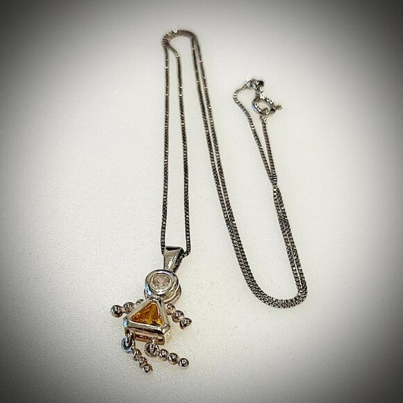 Sterling Silver Stick Figure Pendant Necklace on a Sterling Box Chain - Picture 4 of 14